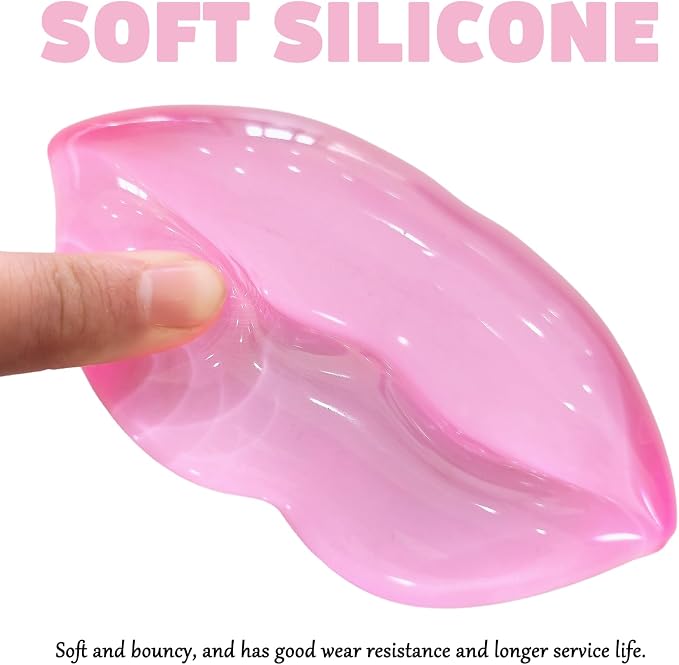 Gel Wrist Rest for Keyboard and Mouse Transparent Pink Lip Elbow Pad Cushion Ergonomic Cute Clear Cool Mouse Wrist Pad Silicone Non-Slip Support for Computer Gaming Home Office Women Girl Hand Pillow - Image 4