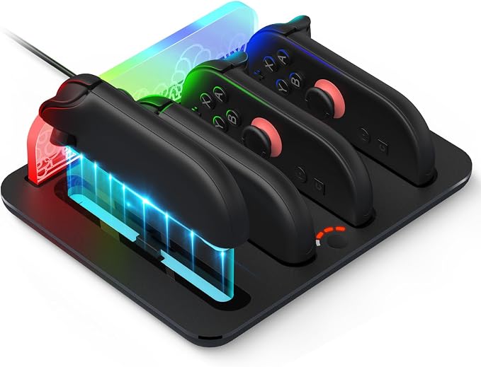 Joy-Con Charging Dock for Nintendo Switch 2, JoyCons 2 Charger Accessories 4 in 1 with LED Indicator, Vibration RGB Light and Charging Cable by ID+CHINSION