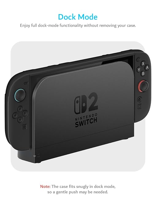 TUDIA Snap-On Case Compatible with Nintendo Switch 2 (2025) - [Kickstand Access] Dockable Slim Scratch-Resistant Console PC Cover with Enhanced Shockproof TPU Handheld Grip (Red/Blue, Clear Back) - Image 7