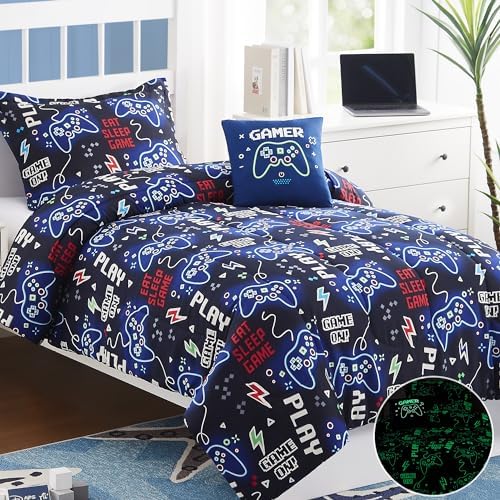 Boys Full Size Bedding Set -4 Pieces Gamer Bedding Full Size Comforter Sets - Image 3