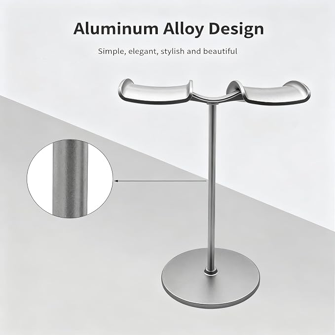 Dual Headphone Stand for Desk | Stable, Portable, Space Saving, Multi Headphone Holder, Home, Office, Desktop, Gaming Setup - Image 6