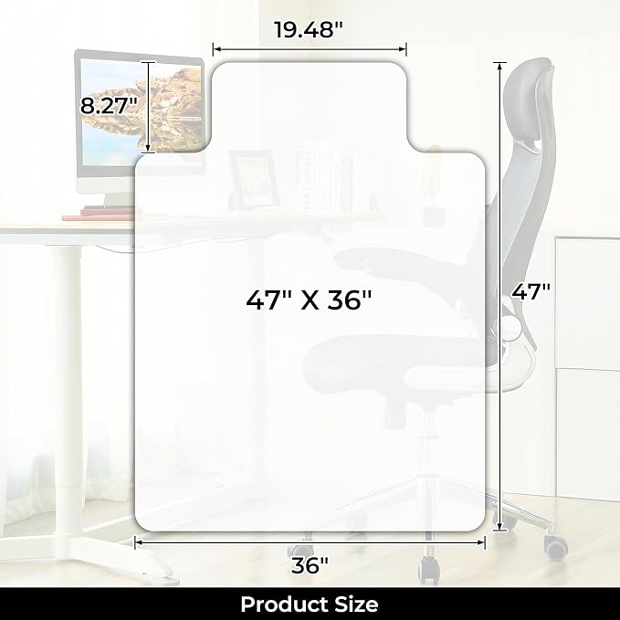 Office Chair Mat for Hard Wood Floors 36"x47" Heavy Duty Floor Protector Easy Clean - Image 7