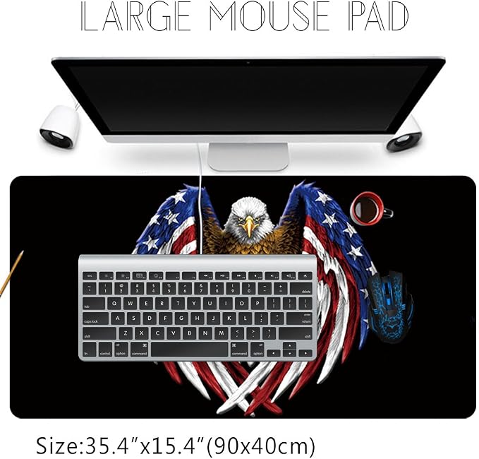 XXL Professional Large Mouse Pad & Computer Game Mouse Mat (35.4x15.7x0.1IN, US Eagle) - Image 7