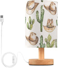 Bedside Table Lamp Western Cowboy Desert Cactus Nightstand Lamp with Wood Desk Lamps for Bedroom Living Room Nursery Office Home Decor by Oarencol