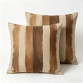 Linen Throw Pillow Covers Brush Stripe 18x18in Set of 2 by Unknown
