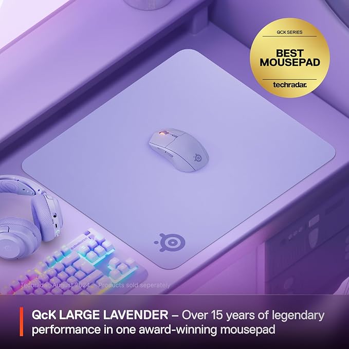 SteelSeries QcK Cloth Gaming Mouse Pad - Exclusive Micro-Woven Surface - Optimized for Gaming Sensors - Maximum Control - Size L - Lavender - Image 2