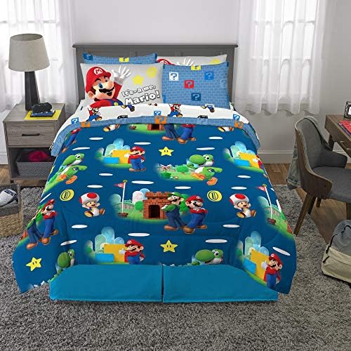 Super Mario Kids Bedding Set, Full Size 7 Piece Comforter and Sheet Set with Sham, (Officially Licensed Product) by Franco - Image 5