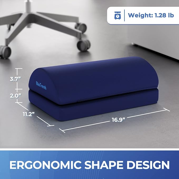 BlissTrends Foot Rest Under Desk, Foot Stool with 2 Adjustable Heights | Comfortable Footrest with Washable Cover for Car,Home and Office to Relieve Back,Lumbar,Knee Pain(X-Large, Blue) - Image 3