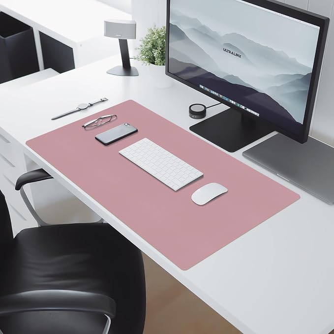 Leather Desk Pad Mat, Dusty Pink Desk Mat, 23.6" x 13.7" | Non-slip and Waterproof Computer Mat, Desk Protector for Office/Home, Desk Accessories for Women - Image 5