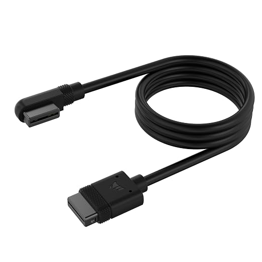 CORSAIR iCUE Link Slim Cable - 600mm Straight/Slim 90° - Black - Image 2