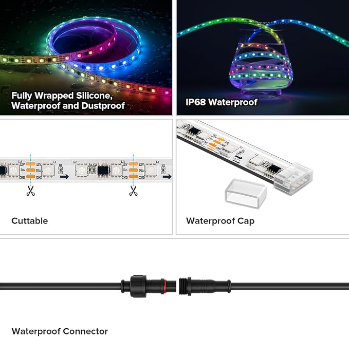 BTF-LIGHTING WS2811 Addressable RGB LED Strip 16.4FT 300LED DC12V IP68 - Image 2