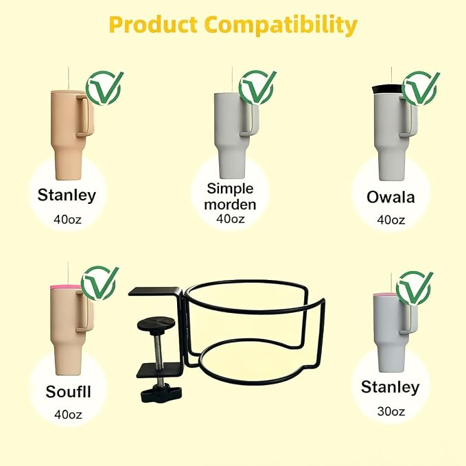 Desk Cup Holder,Mug Hooks Compatible with Most Cups & Bottles - Image 6