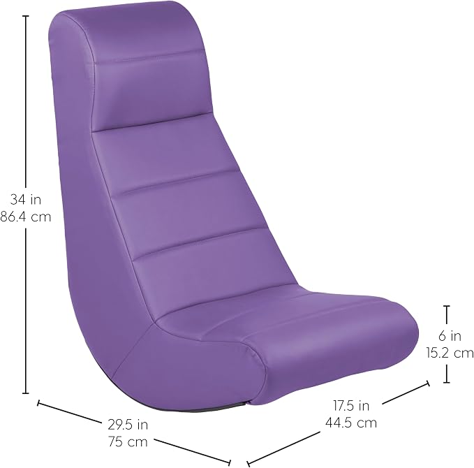 Factory Direct Partners Soft Ergonomic Horizontal Soft Floor Video Rocker - Cushioned Ground Chair Great for Reading, Gaming or Watching TV for Kids, Teens and Adults - Purple, 10498-PU - Image 3