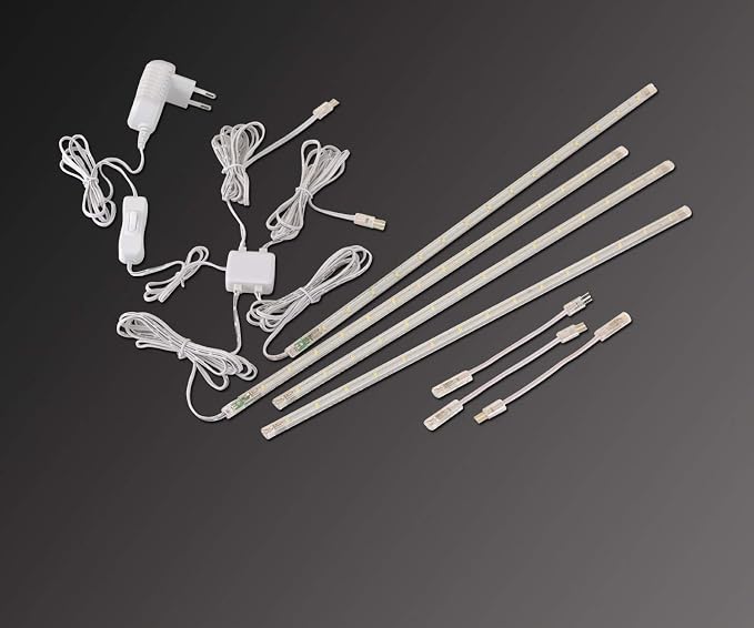 LED Display Light Bar Kit - (4) 16inches Plug-in Linkable Strip Lights for Large Display Cabinet - Series + Parallel Connection - White 6000K - Image 6