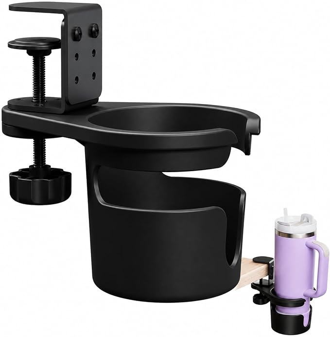 No Drill Desk Cup Holder Clamp, Anti-Spill Cup Holder for Desk by Unknown