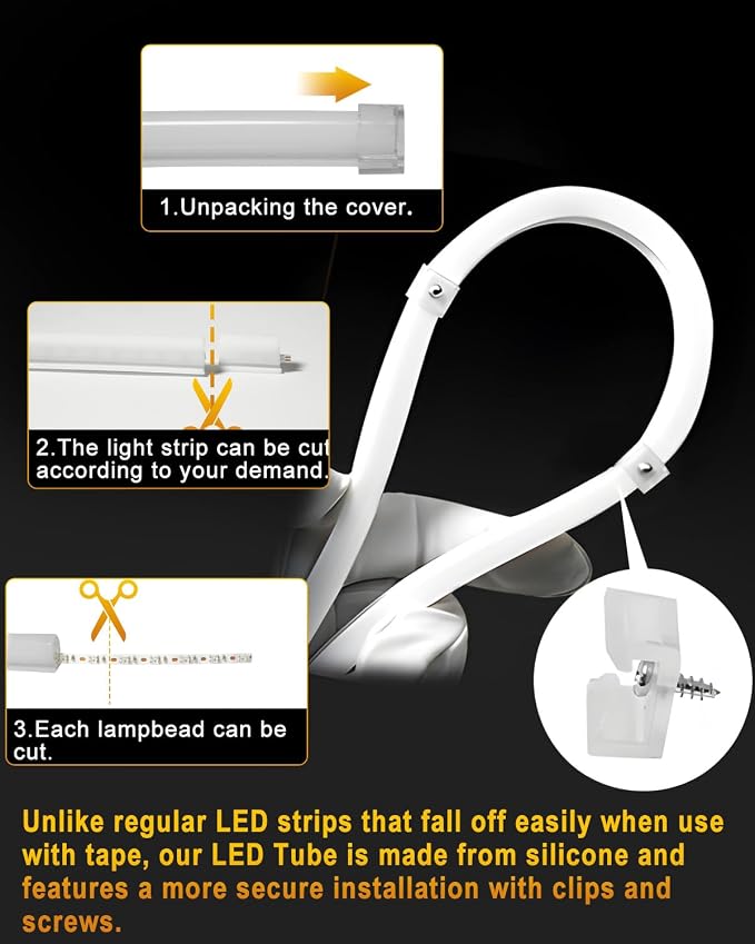 Qasim Sequential LED Strips APP Bluetooth Control RGB Multi Color Headlight 24Inch LED Daytime Running Lights Flexible DRL Tube Strip 12V 2-Pack - Image 3