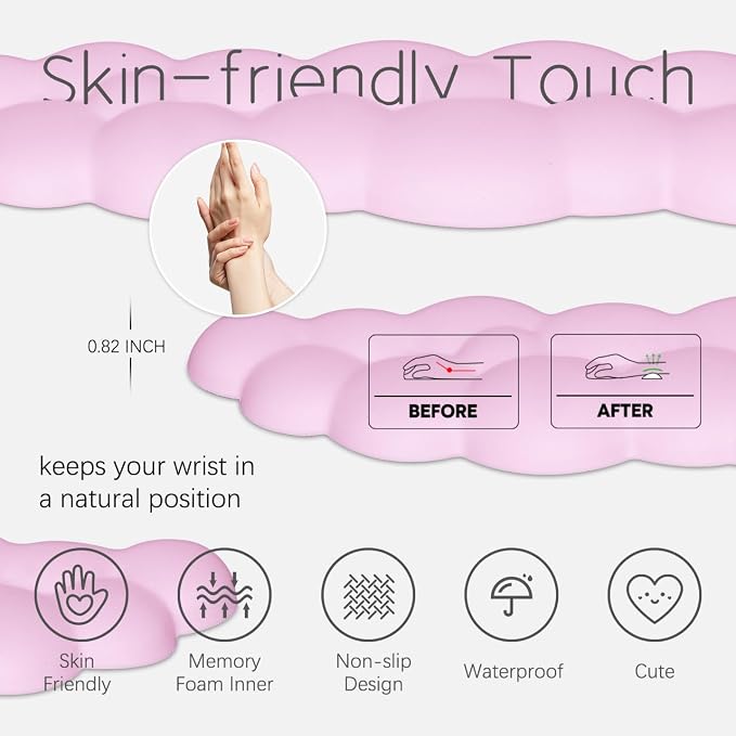 4 in 1 Ergonomic Leather Cloud Wrist Rest Keyboard and Mouse Pad & Coaster | Full 4-Piece Set, Non-Slip PU Base, Soft Memory Foam Comfort For Long Work/Gaming Hours, Cute Desk Decor, Easy To Clean - Image 7