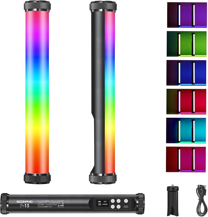 2Pack RGB LED Video Light Stick Wand,3200K~8500K Magnetic Photography Tube Light,360° Full RGB Light Stick with 4000mAh Battery for YouTube Video,Vlog,Live Game Streaming… - Image 9