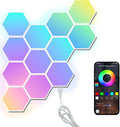 RGBIC Hexagon LED Wall Light Panels 12 Pack Smart Modular Lighting System Kit with App Control & Music Sync for Gaming Room Bedroom Home Decor Ambient Wall Lights by RCmall