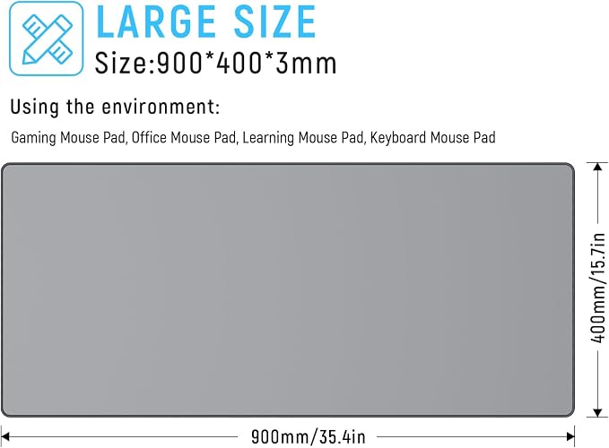 JIALONG Desk Mat - Large Desk Pad, Gaming Mouse Pad, Office Desk Protector with Anti-slip Base, Anti-wear Personalized Design, Mousepad in Mid-Grey - Image 2