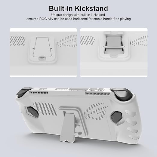Premium TPU Case with Stand for ROG Ally Gaming Handheld, Protective Sleeve Cover Sweat-proof Anti-slip Case ROG Ally Protector (White) - Image 4