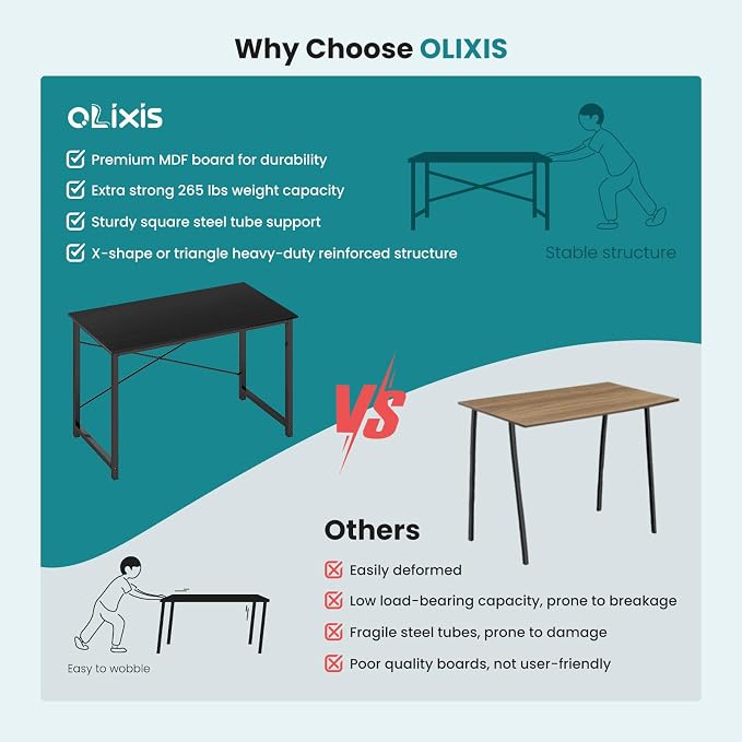 OLIXIS 47 Inch Home Office Desk, Study Desk, Work Table - Image 6
