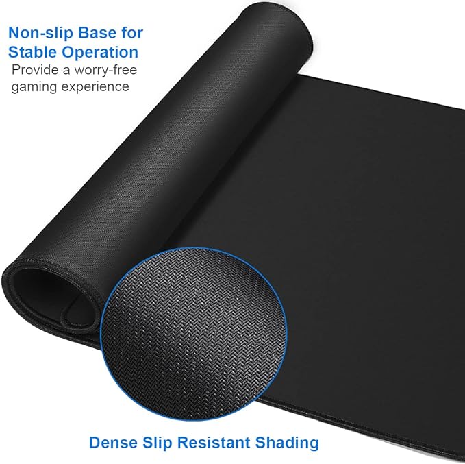 Large Gaming Mouse Pad, 31.5x15.7 in Large Desk Computer Keyboard Mouse Mat | Gaming MousePad, Water Resist Non-Slip Mousepad Rubber Base Long XXL Large Extended Mat for Work & Gaming, Office Home, Black - Image 3