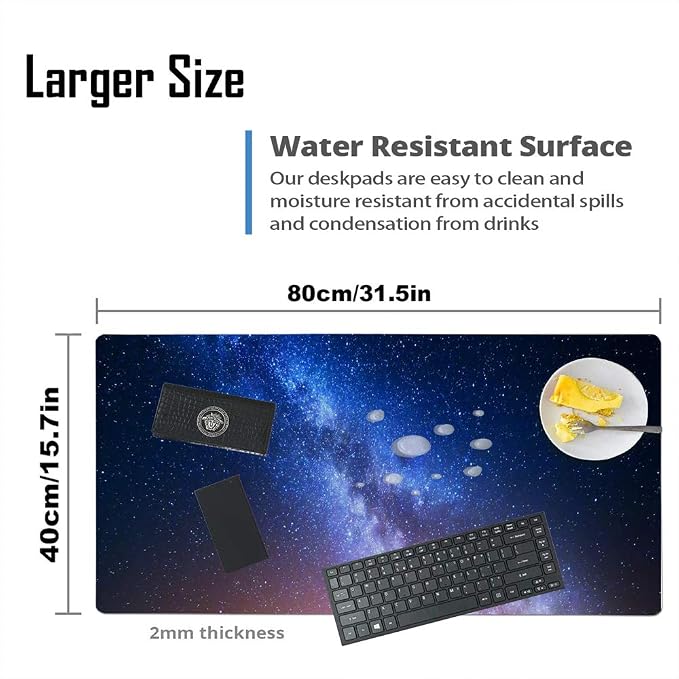 QiyI PU Leather Large Mouse Pad, Office Decor, 31.5" x 15.7", Starry Sky | Desk Décor Accessories, Extended Size, Waterproof & Easy to Clean, Smooth Surface, Non Slip Desk Organization - Image 6