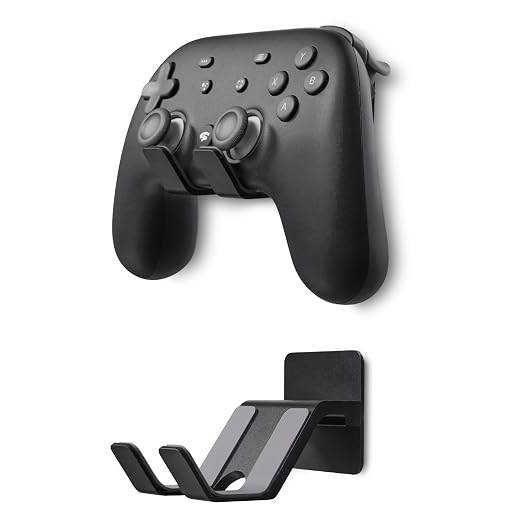 Controller Holder Wall Mount (2 Pack) - Metal Gaming Controller Stand for Xbox Series X S, PS5 PS4 Switch Pro Nintendo and More Controllers, PC Gaming Stuff Accessories with Stable 3M Adhesive (Black) by GEVO