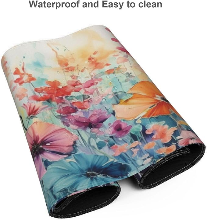 35.4 x 15.7 in, Waterproof XXL Large Mouse Pad for Desk, Extended Keyboard Mouse Mat for Computer Office, Big Laptop Mouse pad, Gaming Pc-Colorful Flowers - Image 4
