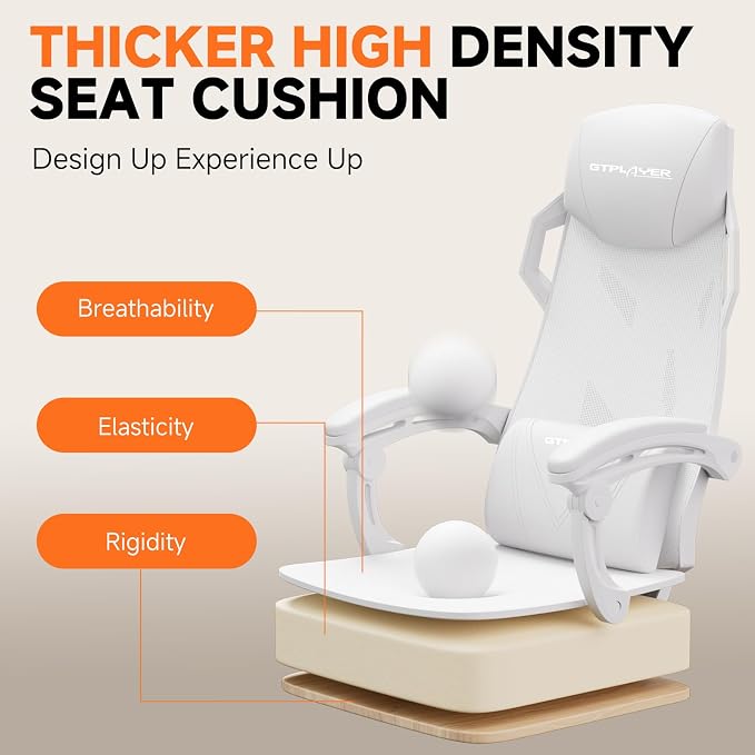 GTPLAYER Computer Chair with Adjustable Footrest, Ergonomic Gaming Chair with Headrest and Lumbar Support, Breathable Mesh Office Chair for Adults, High Back Reclining Desk Chair for Gaming and Office - Image 6