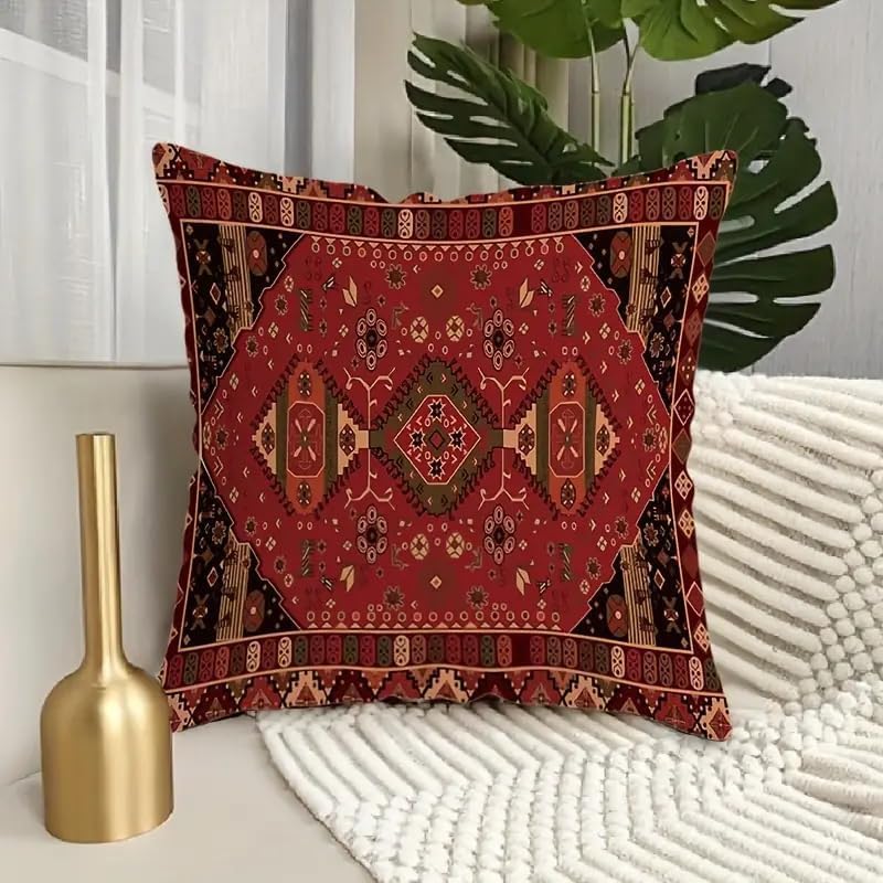 Set of 4 Vibrant Oriental Ikat Throw Pillow Covers - Colorful Geometric & Tribal Patterns, Decorative Cushion Cases for Living Room Sofa,Throw Pillows for Couch，18x18 Pillows Linen Pillowcase - Image 6