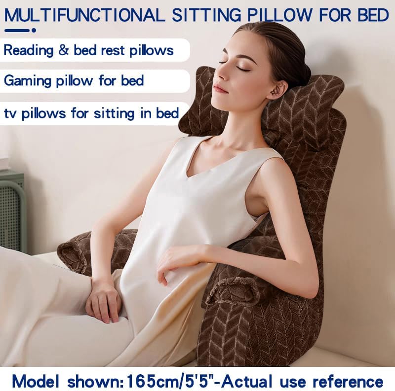YDCEULARDOH Reading Pillow for Bed Adult – Large Bed Pillow with Arms, Supportive Back Pillow for Sitting Up in Bed for Reading, Watching TV, or Gaming - Image 4