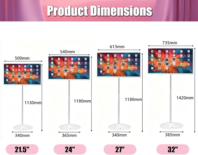 Portable Smart TV 27" 4K UHD Touchscreen with Android OS, 8GB RAM + 128GB Storage, Rotatable Stand for Indoor/Outdoor Movies, Video Calls & Gaming - Image 4