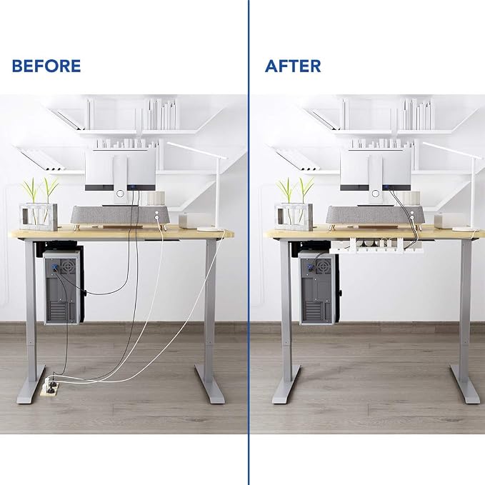 FLEXISPOT Under Desk Cable Management Tray, Metal Raceway Wires Cable Tidy Organizer, Office and Home Cable Tray Use for Standing Desk (Black) - Image 6