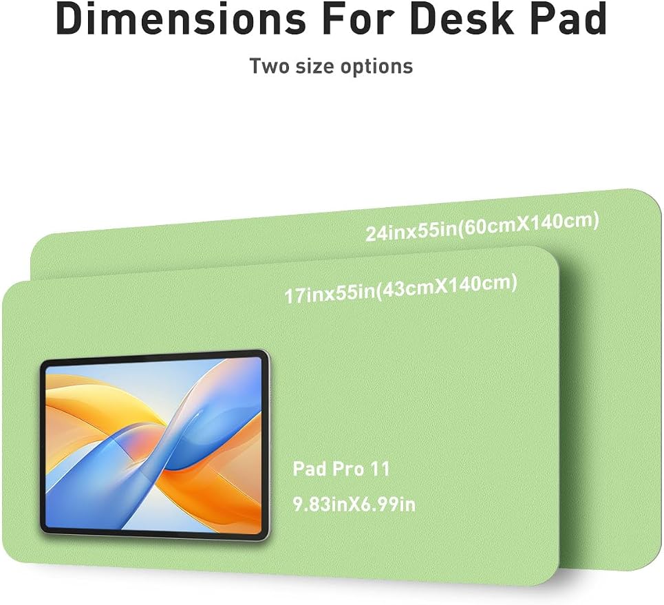 Aothia Faux Leather Desk Mat - Non-Slip PU Leather Desk Blotter, Waterproof Writing Surface, Large Desk Pad for Office & Home (Foam Green, 55" x 24") - Image 5