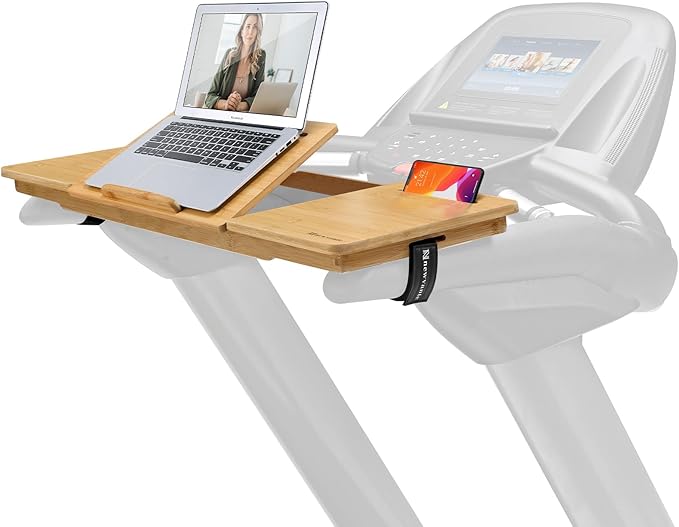 Nnewvante Treadmill Desk Attachment Bamboo Walking Laptop Stand Holder Workstation Adjustable Desktop Laptop Tray for Treadmill by Nnewvante
