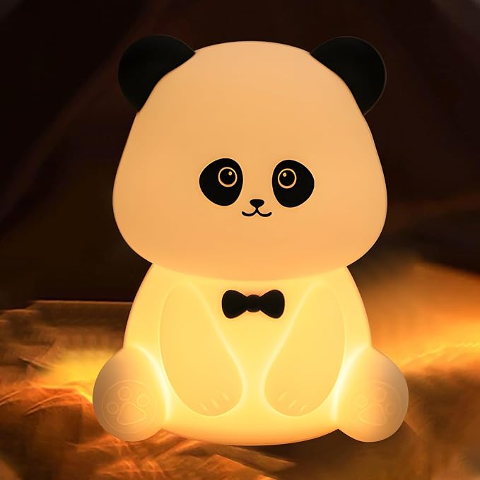 Cute Panda Night Light, Squishy Animal Nightlamp, Rechargeable Dimmable Nursery Soft Silicone Table Bedroom Lamp Portable Adjustable Lighting Bedside Gift by HPYDIY