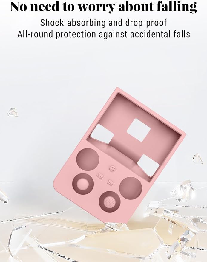 for ANBERNIC RG 477V Retro Handheld Game Protective case,Soft Silicone Shock-Absorbing Design,Waterproof and Portable,Includes 4 Button caps for rg477v, Pink - Image 2