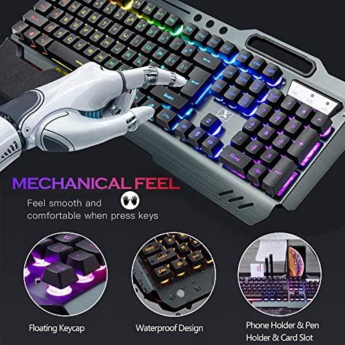 Wireless Gaming Membrane Keyboard Mouse and Bluetooth Headset Kit-Black RGB - Image 7