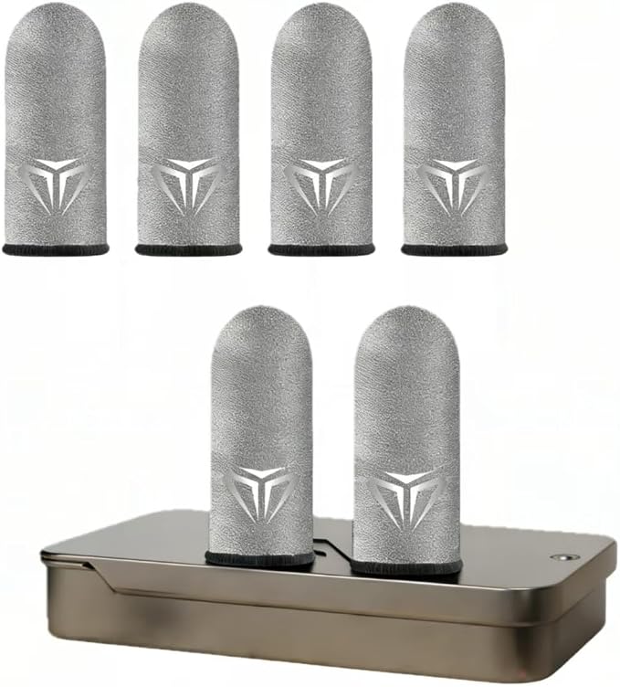 ltra-Thin Silver Fiber Gaming Sleeves - Enhanced Sensitivity & Sweatproof, Anti-Slip for All-Season Use ，Dedales Gamer, Dedales Gamer Profesionales, Finger Sleeves for Gaming，6 Pack by Unknown