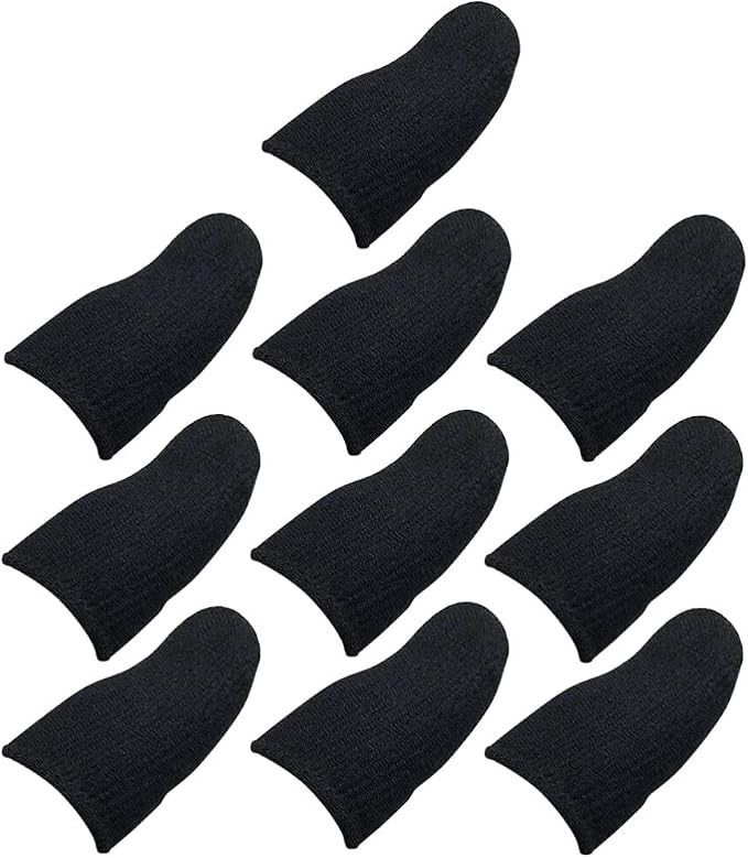 UKCOCO 10Pcs Mobile Phone Gaming Finger Sleeves, Touch Screen Finger Protector Anti-Sweat Breathable Smooth Operation Fiber Thumb Sleeve Cover for Gaming Tablet Controller Phone Game by UKCOCO%EF%BC%9ALightupabetterhome