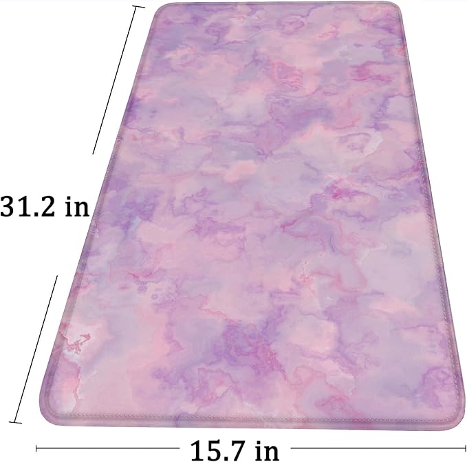 Large Extended Gaming Mouse Pad with Stitched Edges, (31.5X15.7In) Durable Non-Slip Natural Rubber Base, Waterproof Computer Keyboard Pad Mat for Esports Pros/Gamer/Desktop/Office/Home, Marble Purple - Image 6
