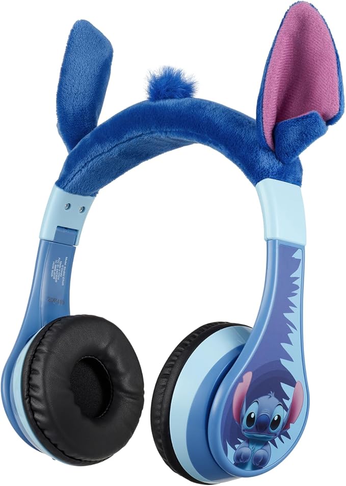 Disney Stitch Bluetooth Headphones for Kids, Wireless Headphones for School by eKids