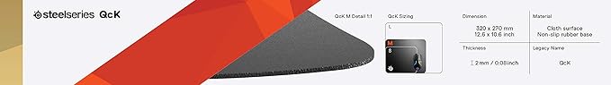SteelSeries QcK Gaming Mouse Pad - Medium Thick Cloth - Peak Tracking and Stability - Black - Image 6