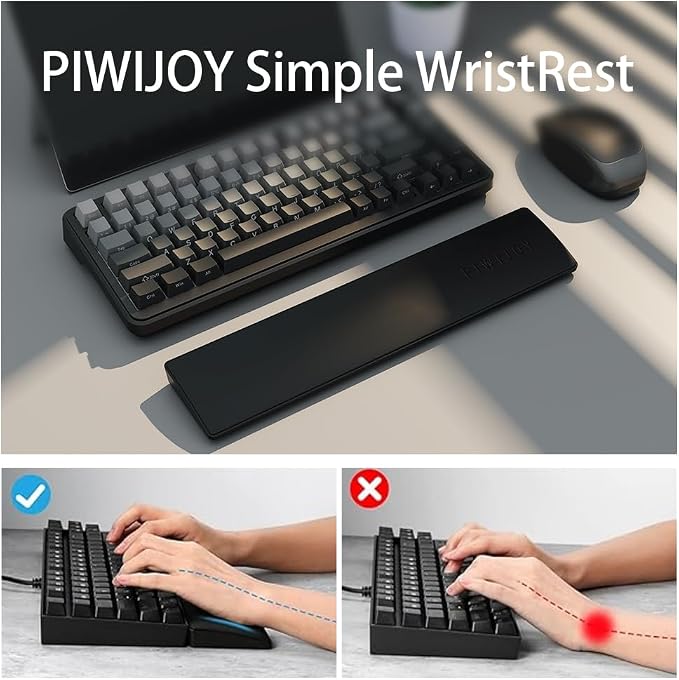Ergonomic Keyboard Wrist Rest, Memory Foam Wrist Support Pad with PU Leather Surface, Non-Slip Base, Sweat-Resistant Design for Mechanical Keyboards, Laptop, Office, Gaming and Typing - Image 2