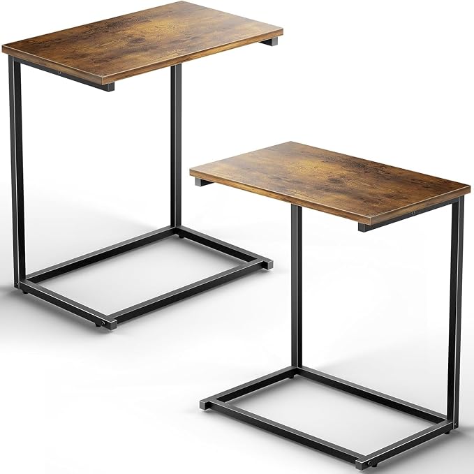 Pipishell C Shaped End Table Set of 2, Side Table for Couch Slide Under, C Table Sofa Side End Table for Living Room 27 inches High,PIET06K2 - Image 8
