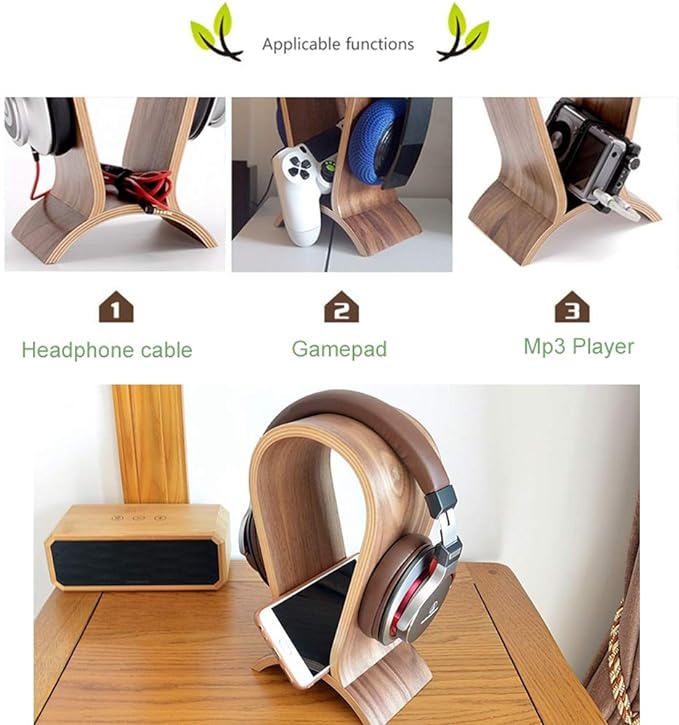 Headphone Stand Wood, Headset Stand for Desk, Walnut Gaming Headphone Holder Compatible for Sennheiser, Bose, Beats, Razer, AKG, Airpod Max, HyperX, Sony PS4 et. | Gaming Headset Holder Compatible for Sennheiser, Bose, Beats, Razer, AKG, Airpod Max, Hy... - Image 5