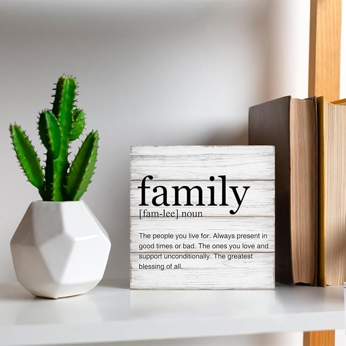Family Definition Wooden Box Sign Family Quotes Desk Decor - Image 6