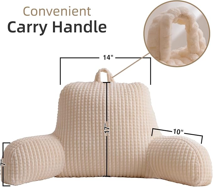 A Nice Night Ivory 17" Bed Wedge Pillows with Arms for Sitting - Image 2